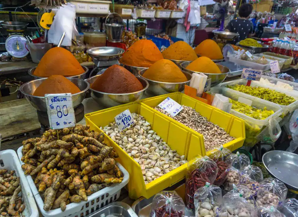 Fresh Thai ingredients at a local Phuket market before a private cooking class